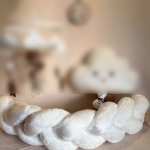 بامپر تخت کودک سه‌رشته تدی سفید